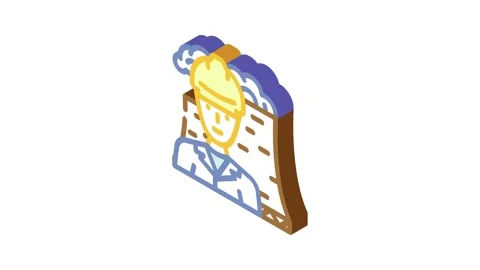 Nuclear engineer worker isometric icon animation Stock Footage 327294175