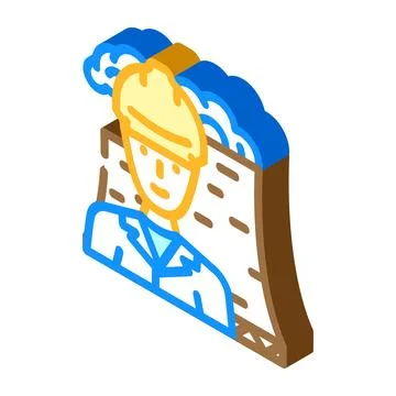 Nuclear engineer worker isometric icon vector illustration Stock Illustration