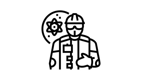 Nuclear engineer worker line icon animation Stock Footage 326136664