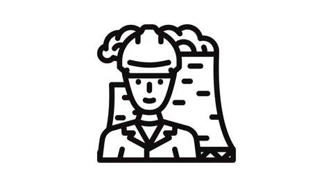 Nuclear engineer worker line icon animation Stock Footage 326765837