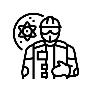 Nuclear engineer worker line icon vector illustration Stock Illustration