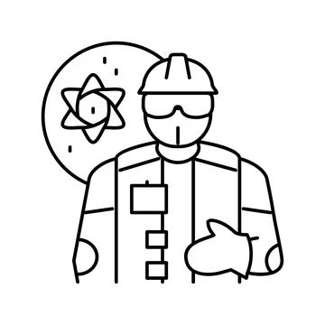 Nuclear engineer worker line icon vector illustration Stock Illustration