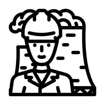 Nuclear engineer worker line icon vector illustration Stock Illustration