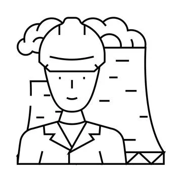 Nuclear engineer worker line icon vector illustration Stock Illustration