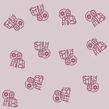 Nuclear engineer worker line seamless pattern Illustrazione stock