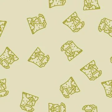 Nuclear engineer worker line vector seamless pattern Stock Illustration