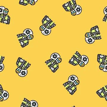 Nuclear engineer worker vector seamless pattern Illustrazione stock