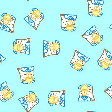 Nuclear engineer worker vector seamless pattern Stock Illustration