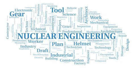 Nuclear Engineering typography word cloud create with the text only Stock Illustration
