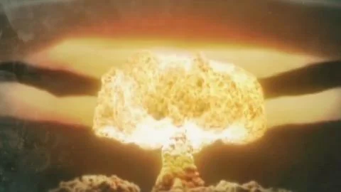 Nuclear explosion and its consequences animation. Nuclear War and its Stock Photos