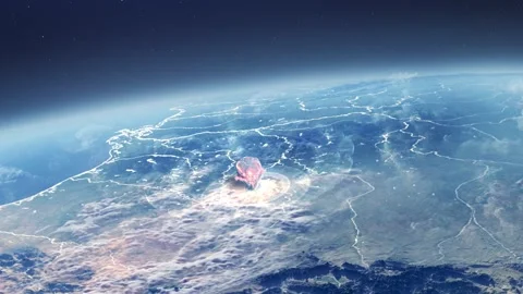 Nuclear explosion and mushroom cloud from outer space, Stock Footage 229603622