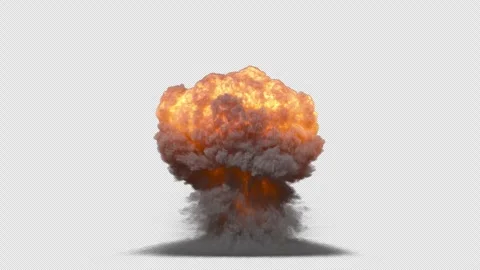 A nuclear explosion on a black background, an imitation of a mushroom explosi Stock Footage 274793514