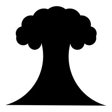 Nuclear explosion burst mushroom explosive destruction icon black color vec.. Stock Illustration