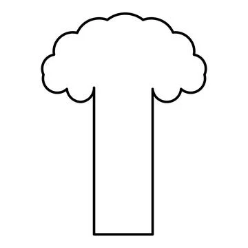 Nuclear explosion burst mushroom explosive destruction contour outline line.. Stock Illustration