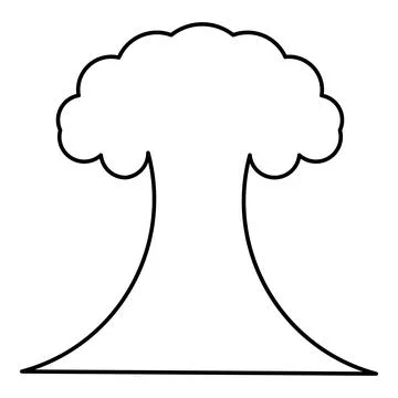 Nuclear explosion burst mushroom explosive destruction contour outline line.. Stock Illustration