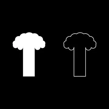 Nuclear explosion burst mushroom explosive destruction set icon white color.. Stock Illustration