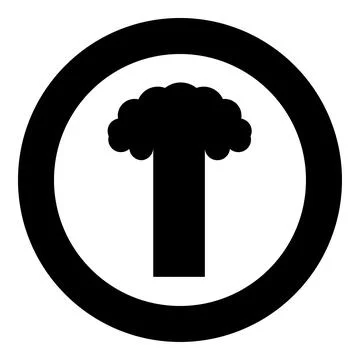 Nuclear explosion burst mushroom explosive destruction icon in circle round.. Stock Illustration