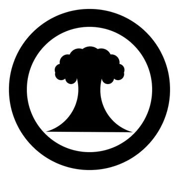 Nuclear explosion burst mushroom explosive destruction icon in circle round.. Stock Illustration