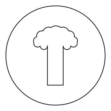Nuclear explosion burst mushroom explosive destruction icon in circle round.. Stock Illustration