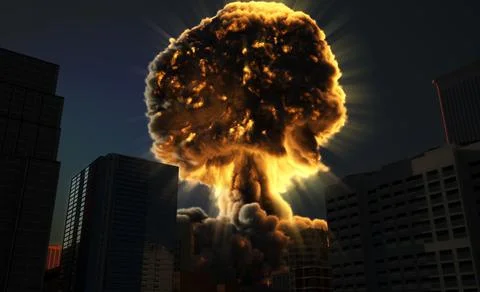 Nuclear explosion in city Stock Illustration