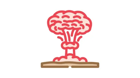 Nuclear explosion cloud color icon animation Stock Footage 327256451