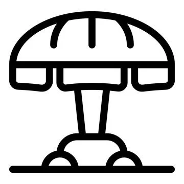 Nuclear explosion cloud forming mushroom shape over ground Stock Illustration