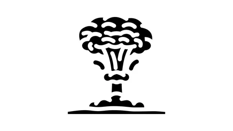 Nuclear explosion cloud radioactive glyph icon animation Stock Footage 326729152
