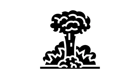 Nuclear explosion cloud radioactive pollution glyph icon animation Stock Footage 326140715