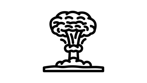 Nuclear explosion cloud radioactive pollution line animation Stock Footage 326748166
