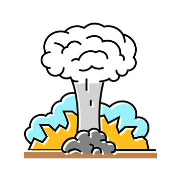 Nuclear explosion cloud radioactive pollution color icon vector illustration Stock Illustration