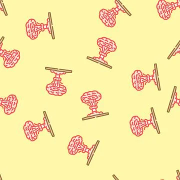 Nuclear explosion cloud radioactive pollution vector seamless pattern Stock Illustration