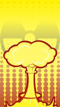 Nuclear explosion in comic style. Danger of using weapons of mass destruction Stock Illustration