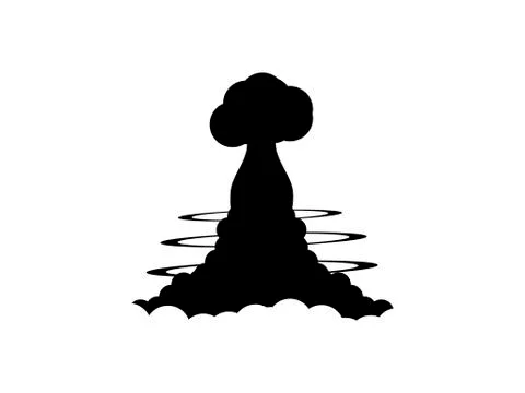 Nuclear explosion contour on a white background. Poster vector illustration Stock Illustration