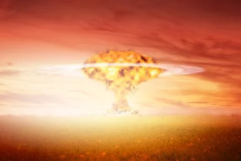 Nuclear explosion in the field Foto stock
