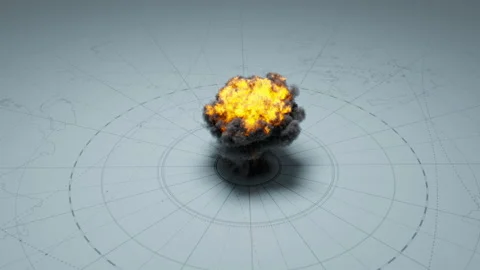 Nuclear explosion on a flat surface Video stock 304105441