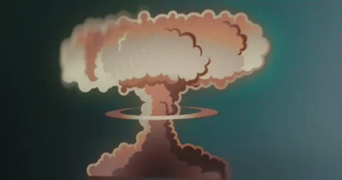 Nuclear explosion forming a mushroom cloud Stock Footage 314504656