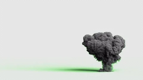 Nuclear explosion on green background. realistic nuclear explosion. massive Stock Footage 307421834