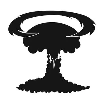 Nuclear explosion icon in black style isolated on white background. Explosions Stock Illustration