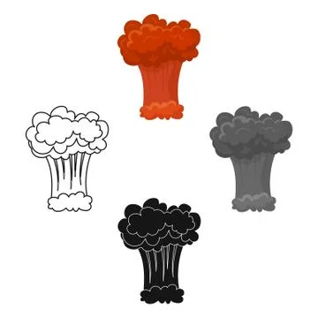 Nuclear explosion icon in cartoon style isolated on white background. Explosions Stock Illustration