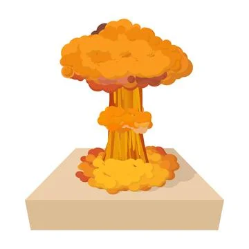 Nuclear explosion icon, cartoon style Stock Illustration