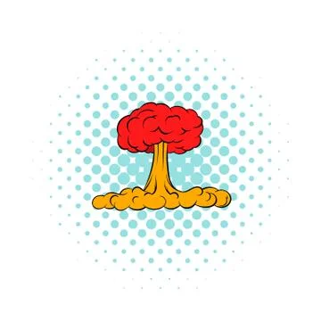 Nuclear explosion icon, comics style Stock Illustration