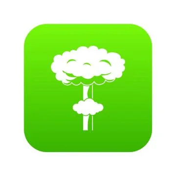 Nuclear explosion icon digital green Stock Illustration