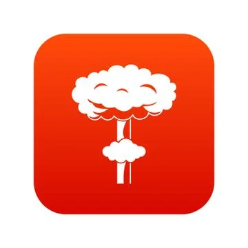 Nuclear explosion icon digital red Stock Illustration