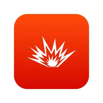 Nuclear explosion icon digital red Stock Illustration