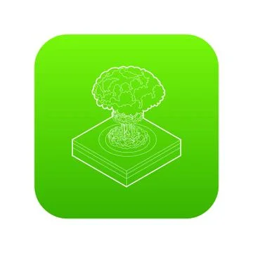 Nuclear explosion icon green vector Stock Illustration