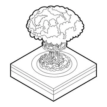 Nuclear explosion icon, outline style Stock Illustration