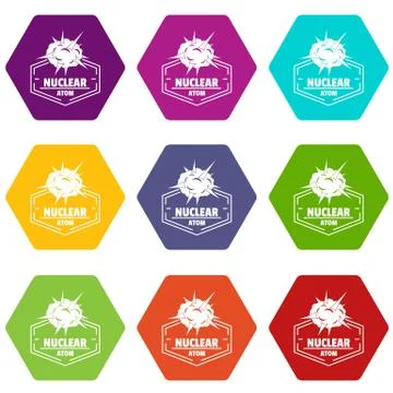 Nuclear explosion icons set 9 Stock Illustration