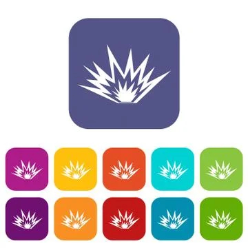 Nuclear explosion icons set flat Illustrazione stock