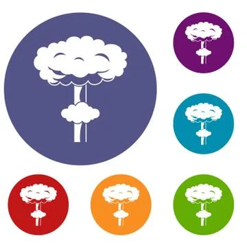 Nuclear explosion icons set Stock Illustration