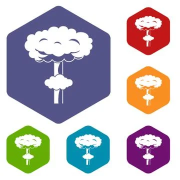 Nuclear explosion icons set 스톡 일러스트